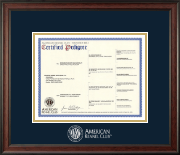 AKC Silver Embossed Pedigree Frame Navy Matting - Main Image